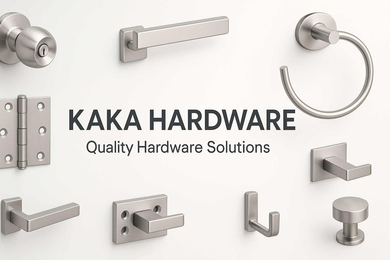 A professional banner for Kaka Hardware showing various hardware products with the text "KAKA HARDWARE" and "Quality Hardware Solutions" displayed prominently